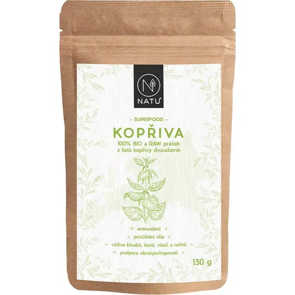 NATU Kopřiva list BIO RAW prášek v BIO kvalitě 130 g