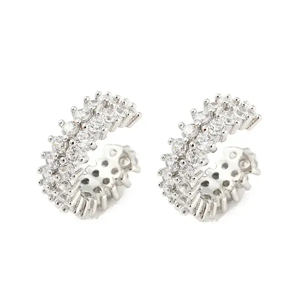 Rack Plating Brass Cubic Zirconia Cuff Earrings