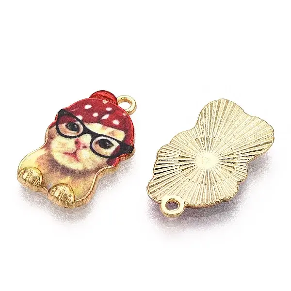 Printed Light Gold Tone Alloy Pendants