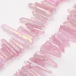 Electroplated Natural Quartz Stick Bead Strands