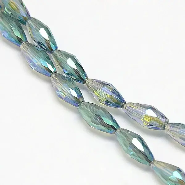 Electroplate Crystal Glass Rice Beads Strands