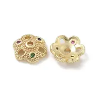 Brass Micro Pave Cubic Zirconia Bead Caps