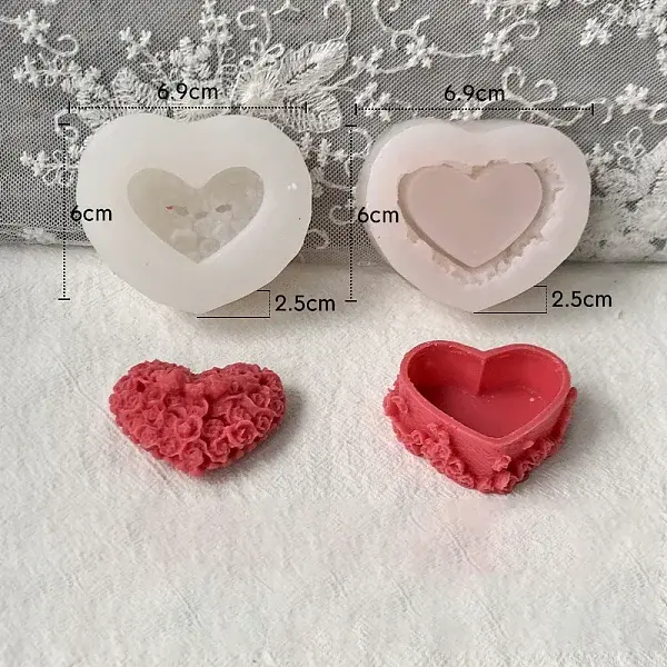 Heart with Flower Food Grade Silicone Candle Molds