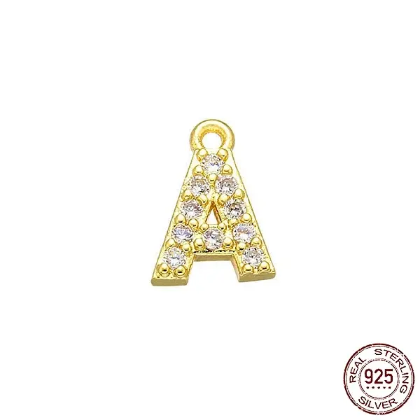 Real 18K Gold Plated 925 Sterling Silver Micro Pave Clear Cubic Zirconia Charms