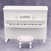 Wood Piano & Chair Miniature Ornaments