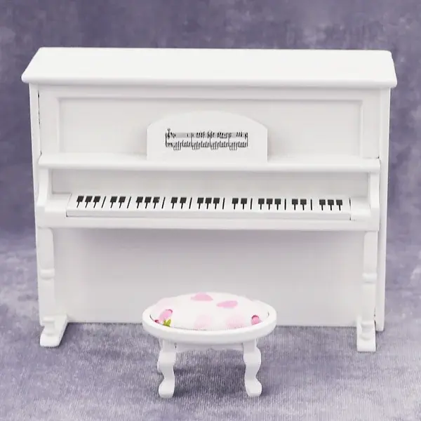 Wood Piano & Chair Miniature Ornaments
