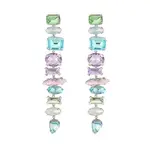 Glass Rectangle Tassel Earrings