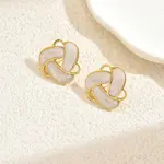Stainless Steel Enamel Woven Stud Earrings