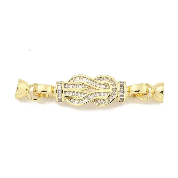 Brass Micro Pave Clear Cubic Zirconia Fold Over Clasps