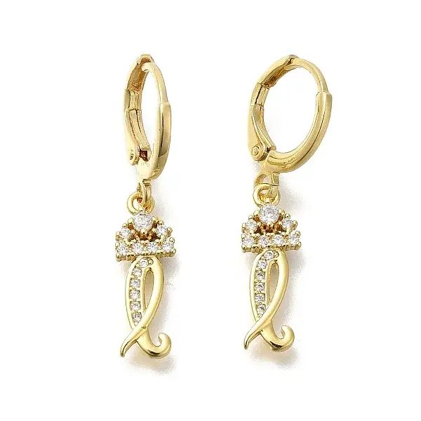 Brass Clear Cubic Zirconia Hoop Earrings