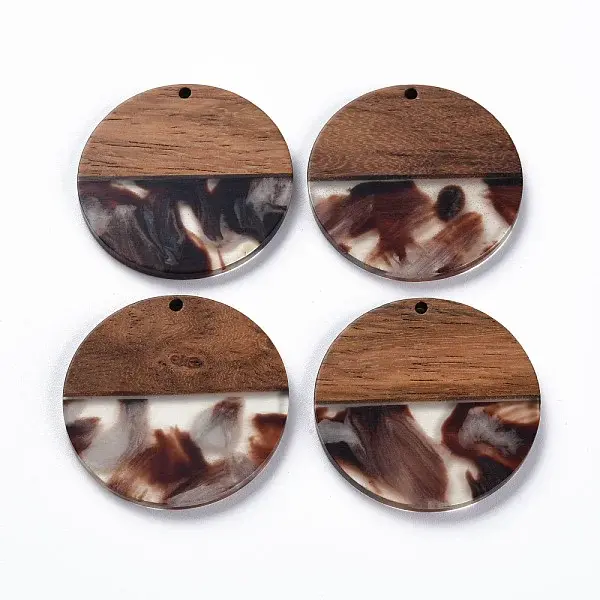 Transparent Resin & Walnut Wood Pendants