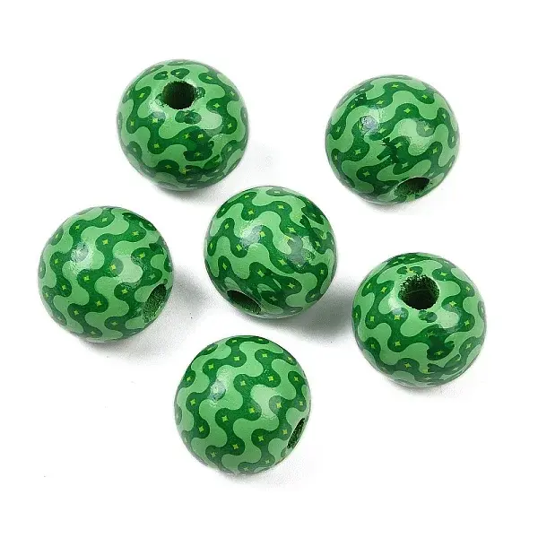 Christmas Printed Schima Wood European Beads