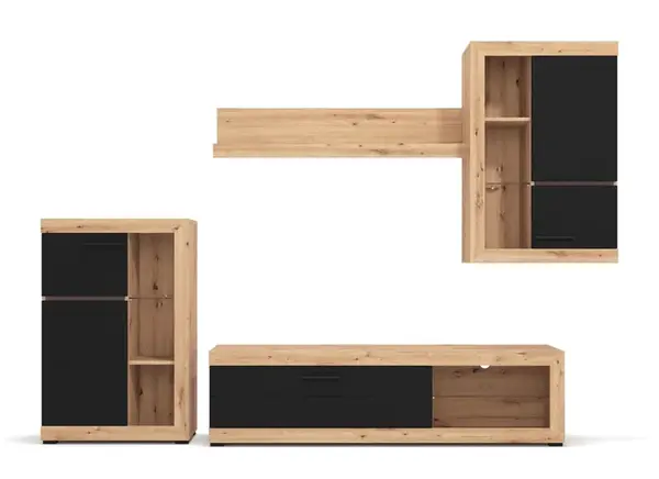 Obývací stěna jonah - černá/dub artisan