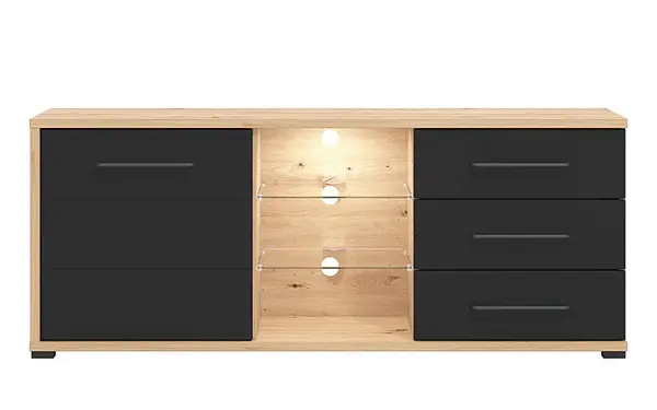 Tv stolek 160 s vnitřním osvětlením lugano - dub artisan/černá