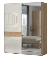Skříň posuvná 2d se zrcadlem hagop-ořech pacifik/béžová - s rámem