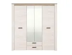 Čtyřdveřová šatní skříň se zrcadlem henry - dub bílý/dub šedý