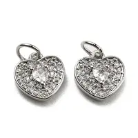 Brass Micro Pave Clear Cubic Zirconia Charms