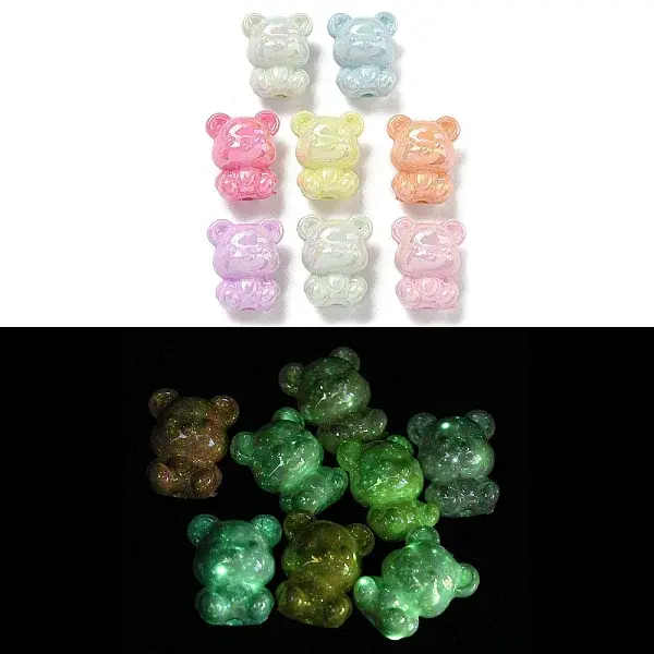 Luminous UV Plating Rainbow Iridescent Opaque Acrylic Beads