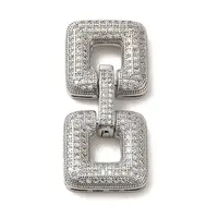 Brass Micro Pave Clear Cubic Zirconia Fold Over Clasps