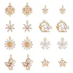16Pcs 8 Styles Brass Micro Pave Cubic Zirconia Pendants