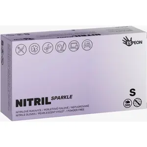 Espeon Nitril Sparkle Pearlescent Violet nitrilové nepudrované rukavice velikost S 2x50 ks