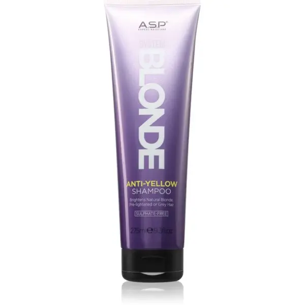 ASP System Blonde Anti-Yellow rozjasňující šampon pro blond a šedivé vlasy 275 ml