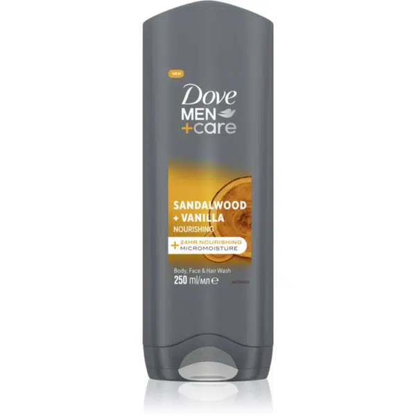 Dove Men+Care Sandalwood&Vanilla sprchový gel 3 v 1 pro muže 250 ml