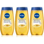 NIVEA Rich Care sprchový olej pro suchou pokožku 3 x 200 ml