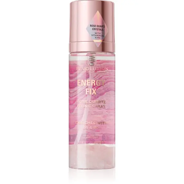 Revolution Crystal Aura Energy Fix fixační sprej s růžovou vodou 85 ml