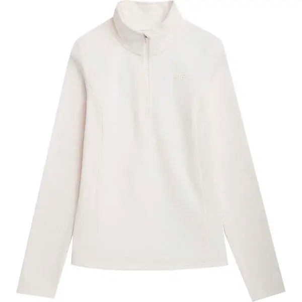 4F FLEECE 1/2 ZIP Dámská fleecová mikina, bílá, velikost