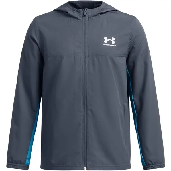 Under Armour RIVAL WOVEN JACKET Chlapecká bunda, tmavě šedá, velikost M