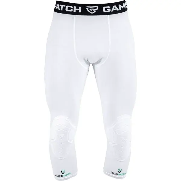 GAMEPATCH TIGHTS 3/4 WITH KNEE PADDING Kompresní unisex legíny, bílá, velikost JUNIOR