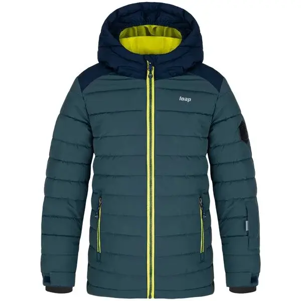 LOAP FULMOS Chlapecká lyžařská bunda, tmavě zelená, velikost 146-152