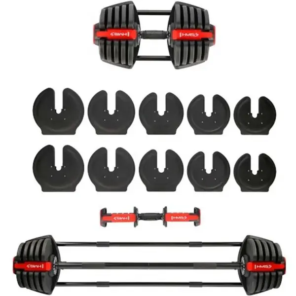 HMS SGR40 PRO SET Jednoruční / obouruční variabilní činka, černá, velikost 40 KG