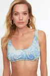 Trendyol Green Floral Print Bandeau Bikini Top