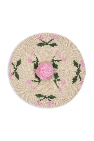 Detská baretka Konges Sløjd BELOU KNIT BERET béžová farba biela, KS101423
