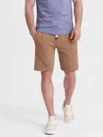 Ombre Men's knit shorts with drawstring and pockets - brown