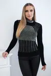 Viscose blouse with zircon motif black
