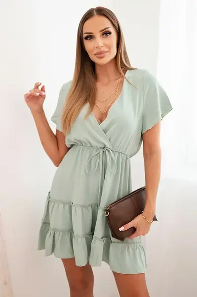 Dress with a clutch neckline dark mint