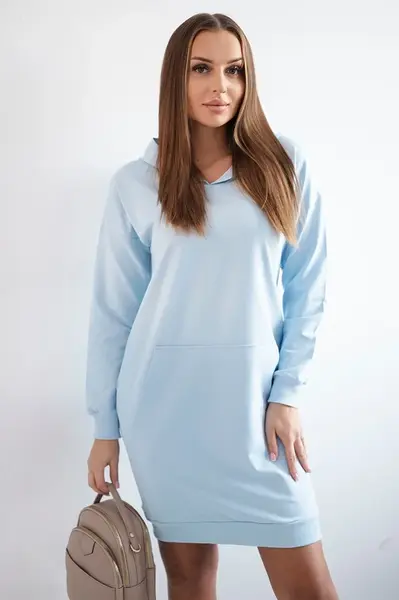 Azure dress with a hood