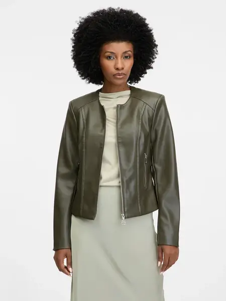 Khaki Women's Leatherette Jacket ORSAY - Women's