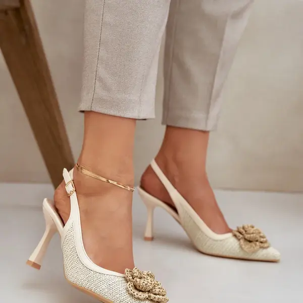 PS1 Pletené Lodičky S Odkrytou Pätou Béžové Lanithra