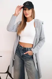 Cape with loose hood in gray color