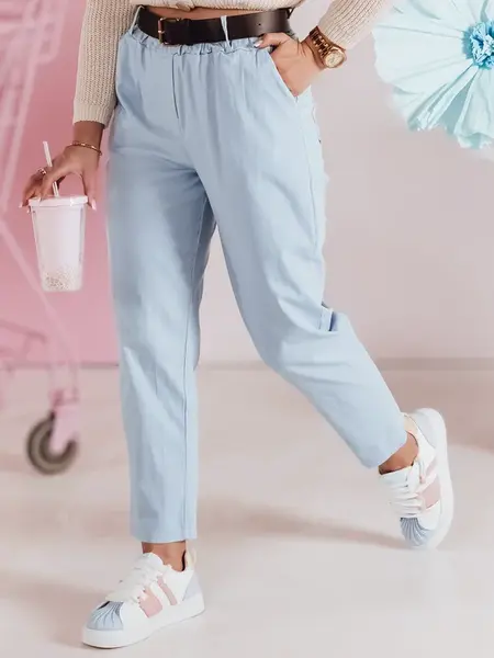 Dámske nohavice SOFELIA s pásom, svetlomodré