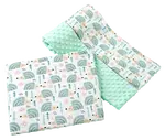 Medi Partners Quilt 75x100 + pillow 35x30 cotton + minky – Mint hedgehogs + minty minky