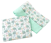 Medi Partners Quilt 75x100 + pillow 35x30 cotton + minky – Mint hedgehogs + minty minky
