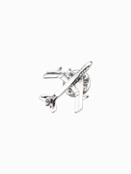 Ombre Decorative metal clothes pin airplane - silver