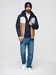 Ombre Lightweight colorful men's sports jacket with fleece - brown and navy blue