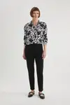 DEFACTO Cigarette Satin Pants Black Normal Waist Basic Straight Elastic Waist Straight Leg