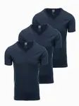 Ombre BASIC men's V-neck cotton shirt set - 3x navy blue